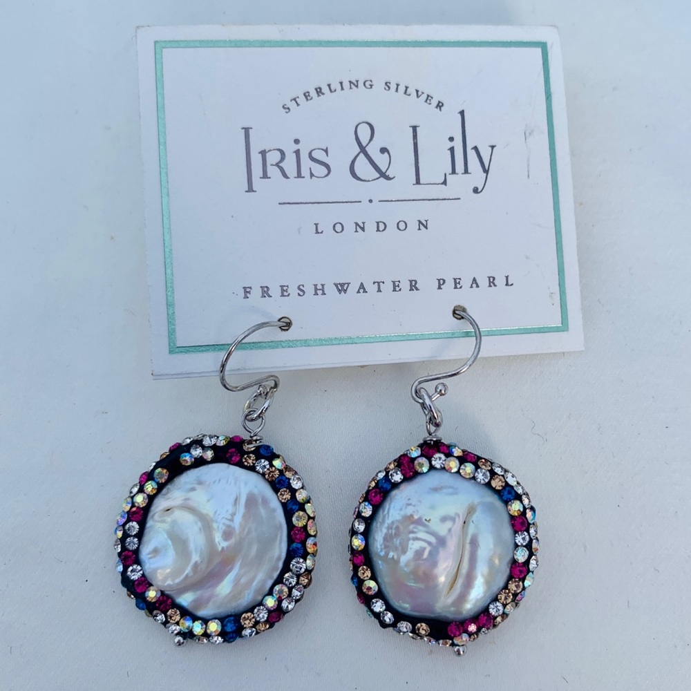 NWT Freshwater Pearl rainbow pavé  Earring
